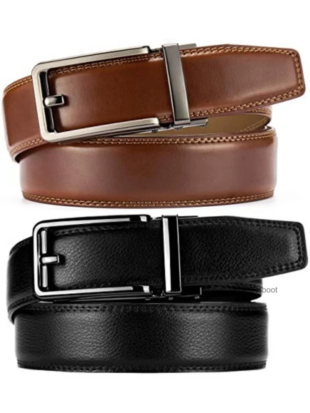 Genuine Leather Ratchet Belt 2 Pack - Adjustable Men's Dress Belt